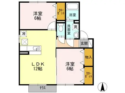 ディゴス八幡(2LDK/1階)の間取り写真