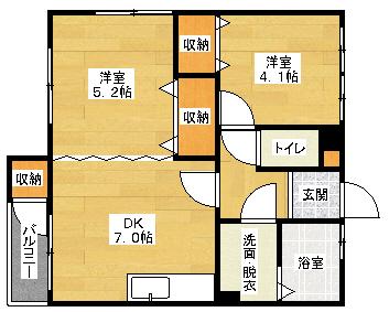 メゾンフレール(2DK/1階)の間取り写真