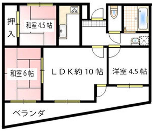 ラブリー姫路手柄山(3DK/4階)の間取り写真