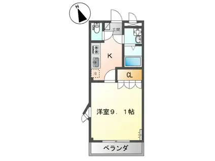 ソレイユ曙(1K/2階)の間取り写真