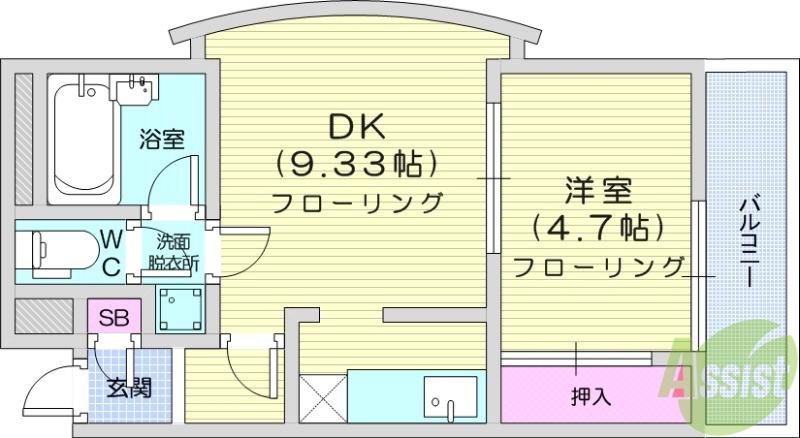 ロイヤルヒルズ柳生Ⅱ(1LDK/3階)の間取り写真