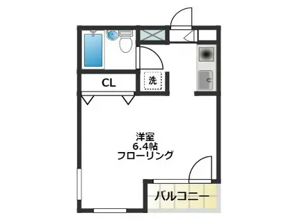 J/洗足(ワンルーム/4階)の間取り写真