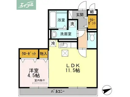 ステラII(1LDK/1階)の間取り写真