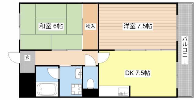 エクシブI番館(2DK/1階)の間取り写真