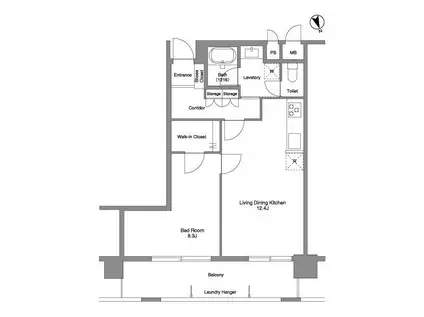 コンフォリア芝浦II(1LDK/8階)の間取り写真
