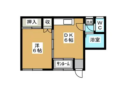 コーポカツミ(1DK/1階)の間取り写真