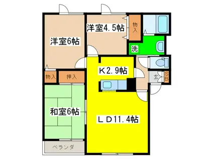 ハイセレール(3LDK/2階)の間取り写真
