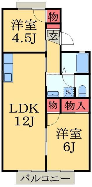ファーストヴューラー八番館(2LDK/1階)の間取り写真