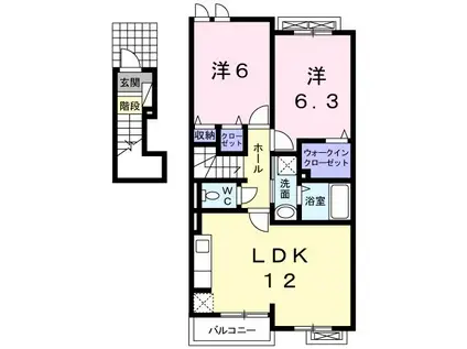 アムールA(2LDK/2階)の間取り写真