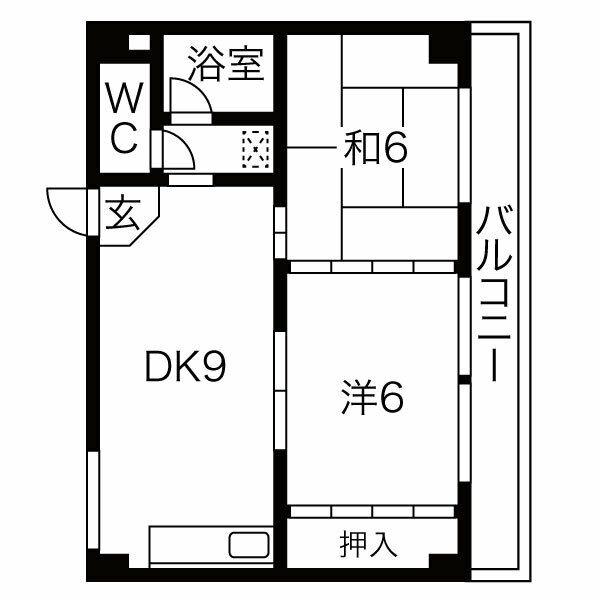 幸栄ハイツ城下(2DK/5階)の間取り写真