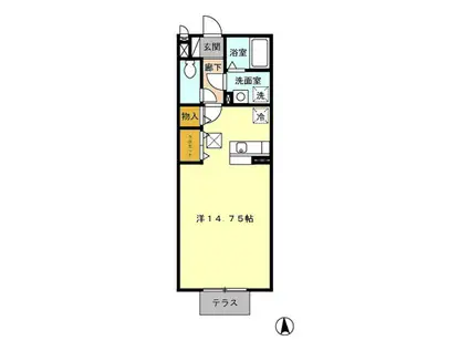 ジューンベリー B(ワンルーム/1階)の間取り写真