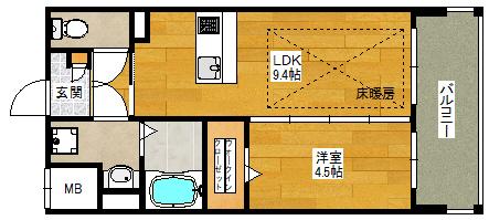第22関根マンション(1LDK/13階)の間取り写真