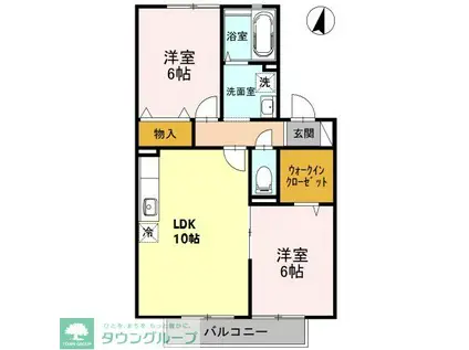 パストラル I(2LDK/2階)の間取り写真