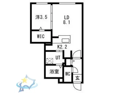 RITZ GRANDE 八軒(1LDK/1階)の間取り写真