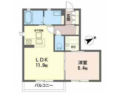ルミエールコートGTI B(1LDK/1階)の間取り写真