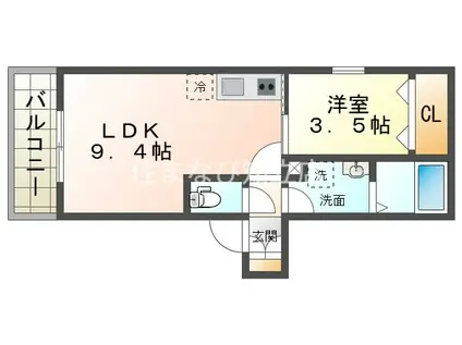 ジーメゾン知立エルペシア(1LDK/2階)の間取り写真