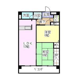 リバーサイド雅(2LDK/4階)の間取り写真