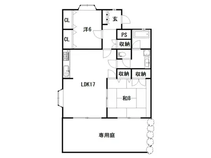 出水シャンテ(2LDK/1階)の間取り写真