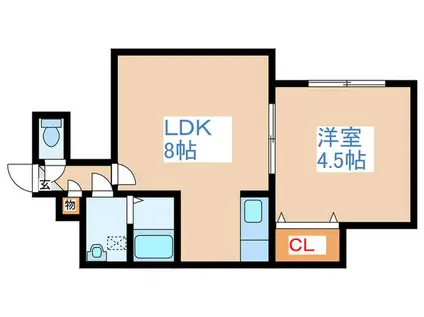 ウィンズ豊平(1LDK/1階)の間取り写真