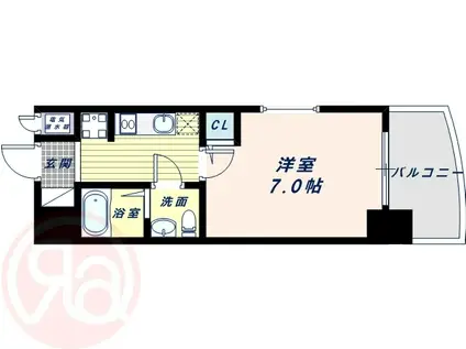 セレニテ桜川駅前プリエ(1K/4階)の間取り写真