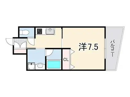 CITYSPIRE神戸元町1(1K/9階)の間取り写真