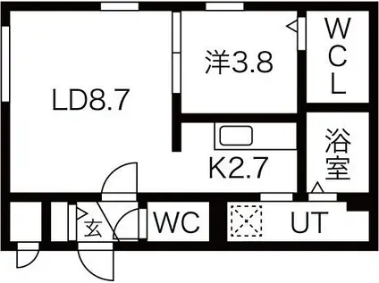 ROCA HASSAMU(1LDK/2階)の間取り写真