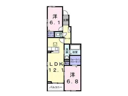 ペガサス(2LDK/1階)の間取り写真