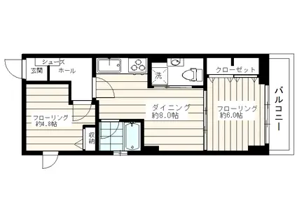 カクエイマンション(2DK/6階)の間取り写真
