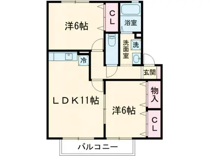 セジュール岩瀬(2LDK/2階)の間取り写真