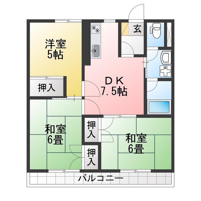 プレミール瀬名(3DK/2階)の間取り写真