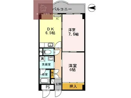 ダイヤモンドハイツI(2DK/3階)の間取り写真