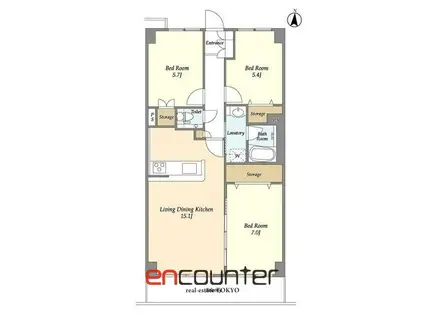 ヒルトップ・スクエアー(3LDK/11階)の間取り写真