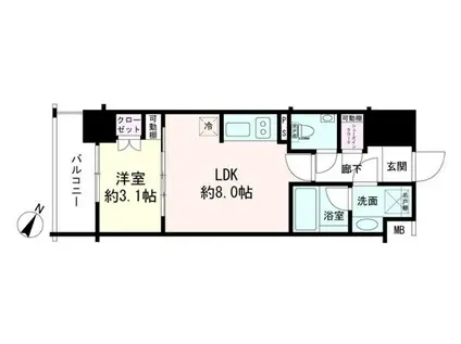 日神デュオステージ横浜(1DK/3階)の間取り写真