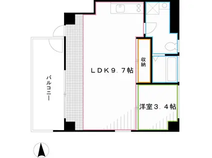 コーポレートハウスK6(1LDK/6階)の間取り写真