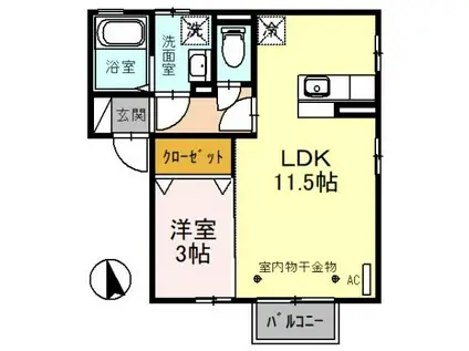 サニーコートカミヤ(1LDK/2階)の間取り写真