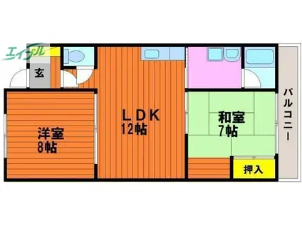 第六アルバマンション(2LDK/2階)の間取り写真