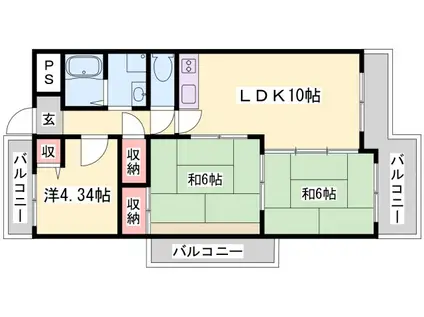 矢倉ハイツ(3LDK/3階)の間取り写真