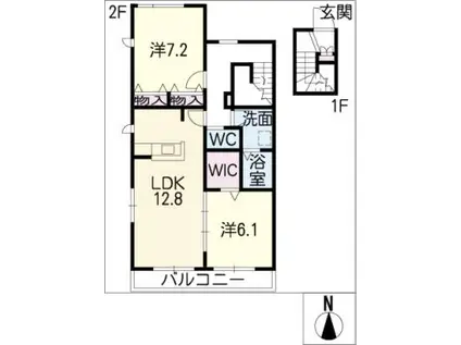 ヴィラ フレンド A棟(2LDK/2階)の間取り写真