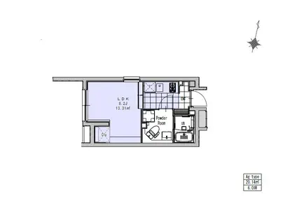 EXAM祐天寺(1K/1階)の間取り写真