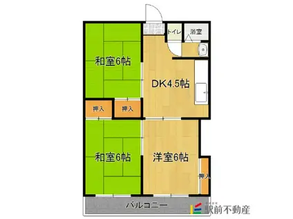 有馬ハイツ(3DK/2階)の間取り写真