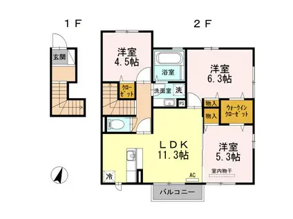 ラフィーネFII(3LDK/2階)の間取り写真