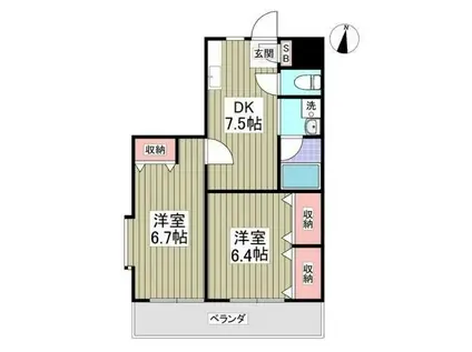 第2成城島田マンション(2DK/1階)の間取り写真