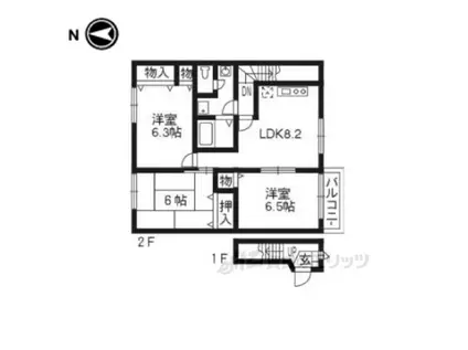 アンプルールⅠ(3DK/2階)の間取り写真