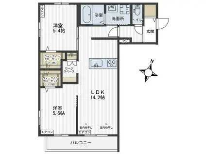 INDIGO(2LDK/2階)の間取り写真