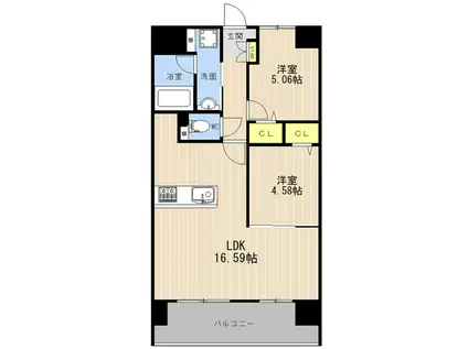 LIBTH菊陽II(2LDK/12階)の間取り写真