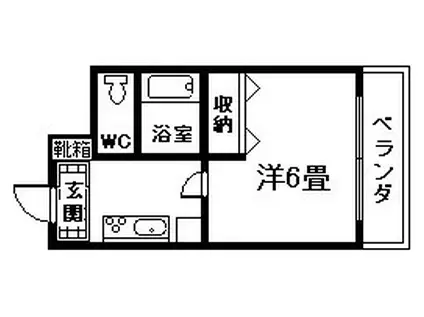 ライオンズマンション交通局前407号(1K/4階)の間取り写真