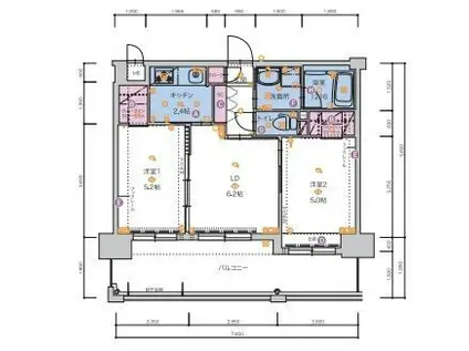 ALFACIO サウス FONTE(2LDK/4階)の間取り写真