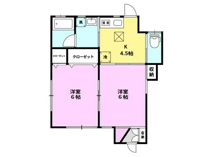 つくばエクスプレス 六町駅 徒歩3分 1階建 築11年(2K/1階)の間取り写真