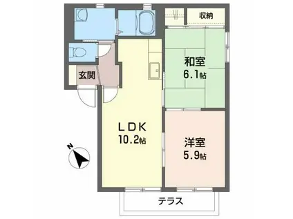 ビューパレスIIC(2LDK/1階)の間取り写真