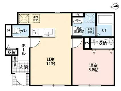 リーブルファイン幸手駅III(1LDK/1階)の間取り写真